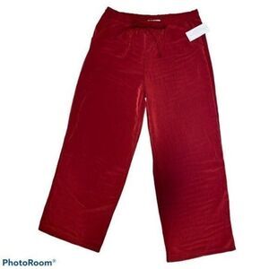 French Laundry Red Palazzo Wide Leg Drawstring Pants Large NWT